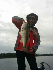 He caught one on his very first cast! Gotta love fishing at Lake Bastrop
